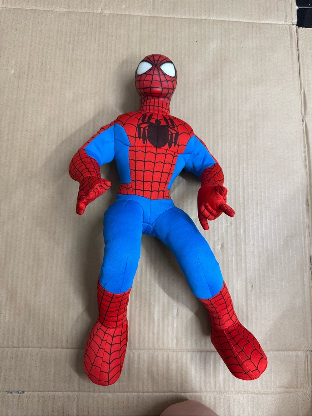 Vintage.Marvel spider-man plush toy ,featuring a soft body and a hard vinyl head